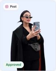 Approved Instagram post: woman taking a mirror selfie
