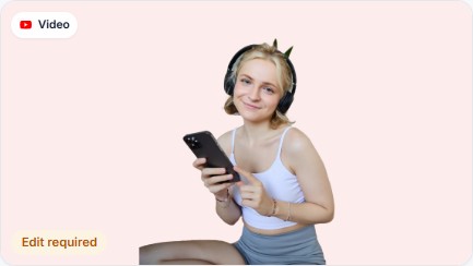 YouTube video that needs edits: woman with cat-ear headphones
